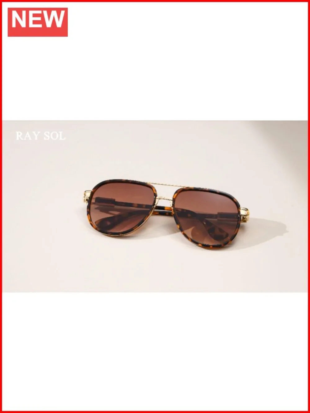 Retro Oversized Aviator Sunglasses Metal Double Bridge UV Protection